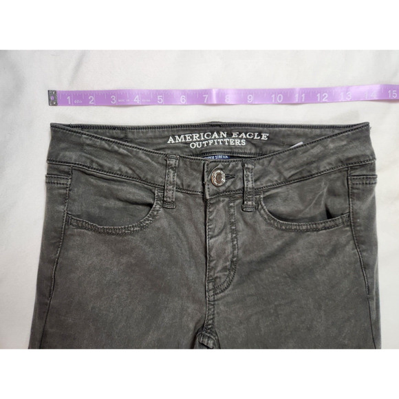 Sz 2 American Eagle Jeans Gray/Green AEO Sateen Jegging Womens Size Two - Picture 4 of 10